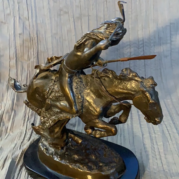 Frederic Remington Art Cheyenne Bronze Statue By Frederic Remington